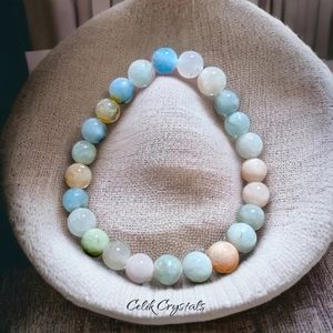 Morganite Bracelet Natural Stones 8mm Stretches Women's Healing Bracelet